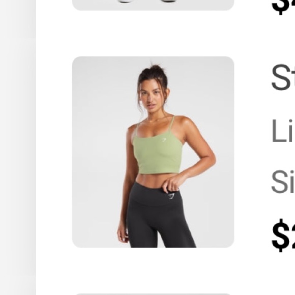 green strappy gymshark top